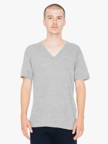 AATR461 V-nyakú unisex tri-blend rövid ujjú póló American Apparel, Athletic Grey-S