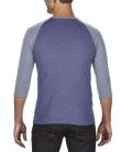 AN6755 3/4 ujjú tri-blend férfi póló Anvil, Heather Blue/Heather Grey-L