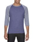 AN6755 3/4 ujjú tri-blend férfi póló Anvil, Heather Blue/Heather Grey-M