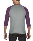 AN6755 3/4 ujjú tri-blend férfi póló Anvil, Heather Grey/Heather Aubergine-S