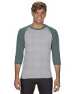 AN6755 3/4 ujjú tri-blend férfi póló Anvil, Heather Grey/Heather Dark Green-XL