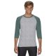 AN6755 3/4 ujjú tri-blend férfi póló Anvil, Heather Grey/Heather Dark Green-XL