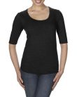 ANL6756 mély nyakkivágású 1/2 ujjú Női póló Anvil, Black-L