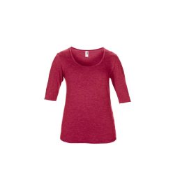   ANL6756 mély nyakkivágású 1/2 ujjú Női póló Anvil, Heather Red-XS