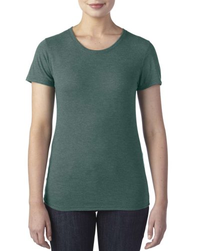 ANL6750 tri-blend környakas rövid ujjú Női póló Anvil, Heather Dark Green-2XL