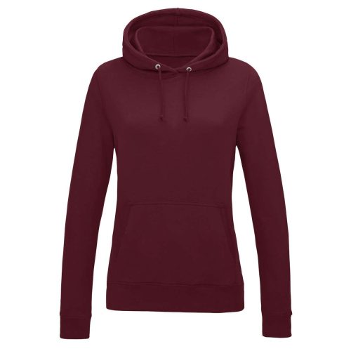 Just Hoods Női kapucnis pulóver bolyhozott belsővel AWJH001F, Burgundy-2XL