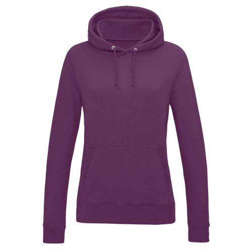 Just Hoods Női kapucnis pulóver bolyhozott belsővel AWJH001F, Plum-2XL