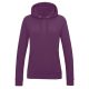 Just Hoods Női kapucnis pulóver bolyhozott belsővel AWJH001F, Plum-S