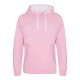 Just Hoods Uniszex kapucnis pulóver  kontrasztos színű kapucni béléssel AWJH003, Baby Pink/Arctic White-S