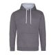 Just Hoods Uniszex kapucnis pulóver  kontrasztos színű kapucni béléssel AWJH003, Charcoal/Heather Grey-2XL