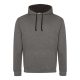 Just Hoods Uniszex kapucnis pulóver  kontrasztos színű kapucni béléssel AWJH003, Charcoal Grey/Jet Black-2XL