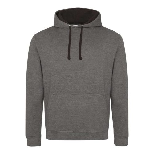 Just Hoods Uniszex kapucnis pulóver  kontrasztos színű kapucni béléssel AWJH003, Charcoal Grey/Jet Black-L