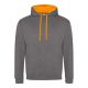 Just Hoods Uniszex kapucnis pulóver  kontrasztos színű kapucni béléssel AWJH003, Charcoal/Orange Crush-2XL