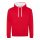 Just Hoods Uniszex kapucnis pulóver  kontrasztos színű kapucni béléssel AWJH003, Fire Red/Arctic White-S