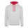 Just Hoods Uniszex kapucnis pulóver  kontrasztos színű kapucni béléssel AWJH003, Heather Grey/Fire Red-2XL