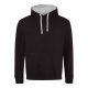 Just Hoods Uniszex kapucnis pulóver  kontrasztos színű kapucni béléssel AWJH003, Jet Black/Heather Grey-3XL