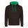 Just Hoods Uniszex kapucnis pulóver  kontrasztos színű kapucni béléssel AWJH003, Jet Black/Kelly Green-2XL