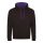 Just Hoods Uniszex kapucnis pulóver  kontrasztos színű kapucni béléssel AWJH003, Jet Black/Purple-2XL