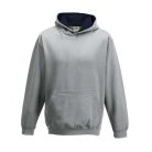 Just Hoods Gyerek kapucnis pulóver  kontrasztos színű kapucni béléssel AWJH003J, Heather Grey/French Navy-3/4