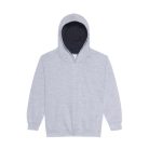 Just Hoods Gyerek kapucnis pulóver  kontrasztos színű kapucni béléssel AWJH003J, Heather Grey/French Navy-9/11