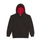 Just Hoods Gyerek kapucnis pulóver  kontrasztos színű kapucni béléssel AWJH003J, Jet Black/Fire Red-12/13