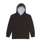 Just Hoods Gyerek kapucnis pulóver  kontrasztos színű kapucni béléssel AWJH003J, Jet Black/Heather Grey-7/8