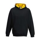 Just Hoods Gyerek kapucnis pulóver  kontrasztos színű kapucni béléssel AWJH003J, Jet Black/Gold-3/4