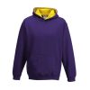 Just Hoods Gyerek kapucnis pulóver  kontrasztos színű kapucni béléssel AWJH003J, Purple/Sun Yellow-12/13