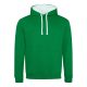 Just Hoods Uniszex kapucnis pulóver  kontrasztos színű kapucni béléssel AWJH003, Kelly Green/Arctic White-2XL