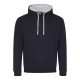 Just Hoods Uniszex kapucnis pulóver  kontrasztos színű kapucni béléssel AWJH003, New French Navy/Heather Grey-3XL