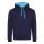 Just Hoods Uniszex kapucnis pulóver  kontrasztos színű kapucni béléssel AWJH003, Oxford Navy/Hawaiian Blue-L