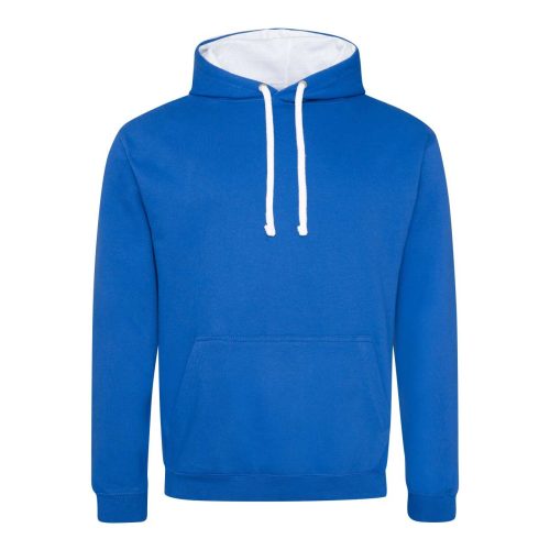 Just Hoods Uniszex kapucnis pulóver  kontrasztos színű kapucni béléssel AWJH003, Royal Blue/Arctic White-S