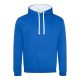 Just Hoods Uniszex kapucnis pulóver  kontrasztos színű kapucni béléssel AWJH003, Royal Blue/Arctic White-S