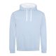 Just Hoods Uniszex kapucnis pulóver  kontrasztos színű kapucni béléssel AWJH003, Sky Blue/Arctic White-2XL