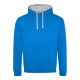 Just Hoods Uniszex kapucnis pulóver  kontrasztos színű kapucni béléssel AWJH003, Sapphire Blue/Heather Grey-M