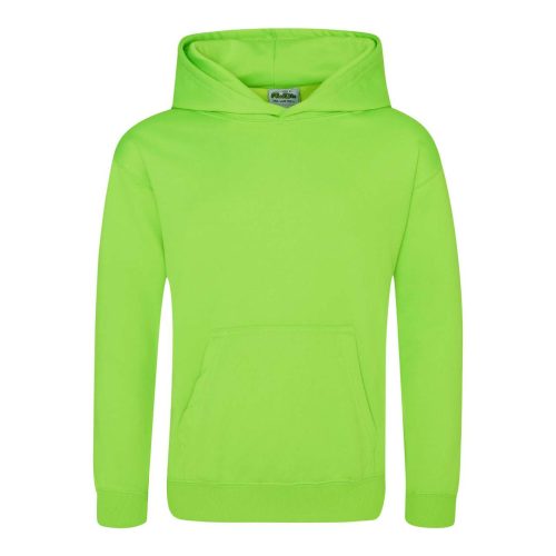 Just Hoods Gyerek  élénk színű kapucnis  pulóver AWJH004J, Electric Green-12/13