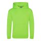 Just Hoods Gyerek  élénk színű kapucnis  pulóver AWJH004J, Electric Green-3/4