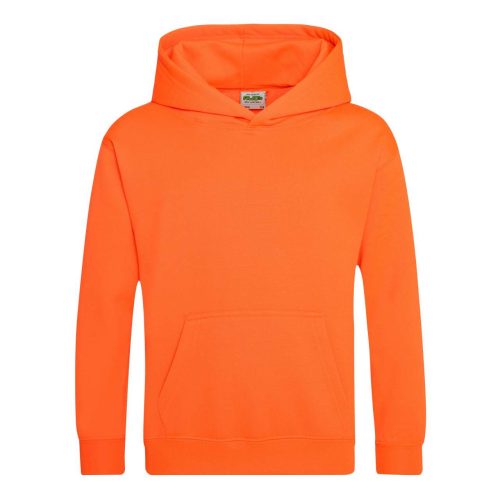 Just Hoods Gyerek  élénk színű kapucnis  pulóver AWJH004J, Electric Orange-12/13