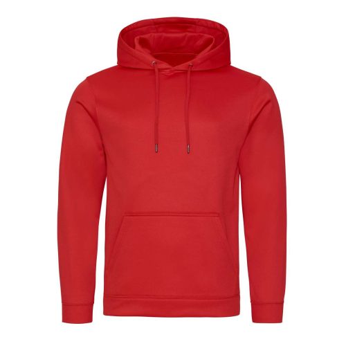 Just Hoods Uniszex poliészter sport kapucnis pulóver AWJH006, Fire Red-L