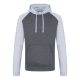 Just Hoods Uniszex raglános kétszínű kapucnis pulóver AWJH009, Charcoal/Heather Grey-2XL