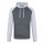 Just Hoods Uniszex raglános kétszínű kapucnis pulóver AWJH009, Charcoal/Heather Grey-S