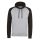 Just Hoods Uniszex raglános kétszínű kapucnis pulóver AWJH009, Heather Grey/Jet Black-2XL