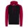 Just Hoods Uniszex raglános kétszínű kapucnis pulóver AWJH009, Jet Black/Fire Red-L