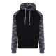 Just Hoods Uniszex raglános kétszínű kapucnis pulóver AWJH009, Solid Black/Black Camo-2XL