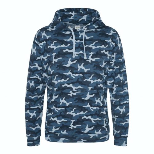 Just Hoods Uniszex terpmintás kapucnis pulóver AWJH014, Blue Camo-M