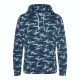 Just Hoods Uniszex terpmintás kapucnis pulóver AWJH014, Blue Camo-M