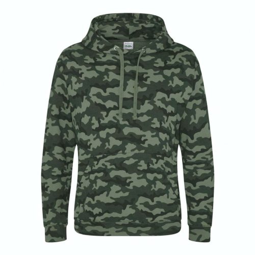 Just Hoods Uniszex terpmintás kapucnis pulóver AWJH014, Green Camo-2XL