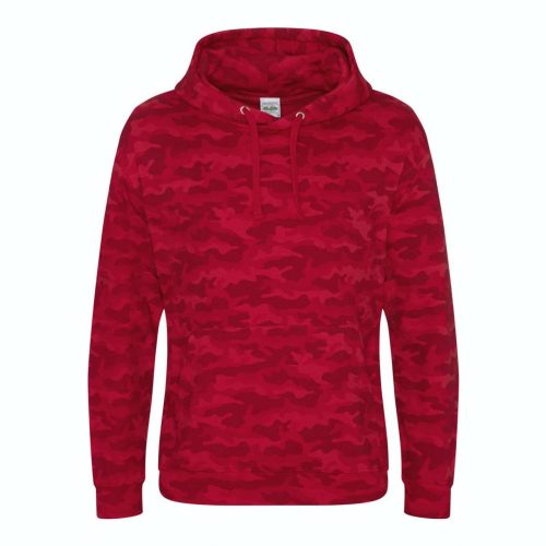 Just Hoods Uniszex terpmintás kapucnis pulóver AWJH014, Red Camo-S