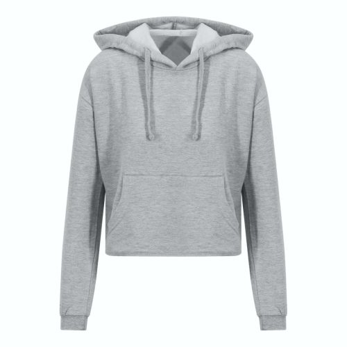 Just Hoods rövid derkú Női kapucnis pulóver AWJH016, Heather Grey-S