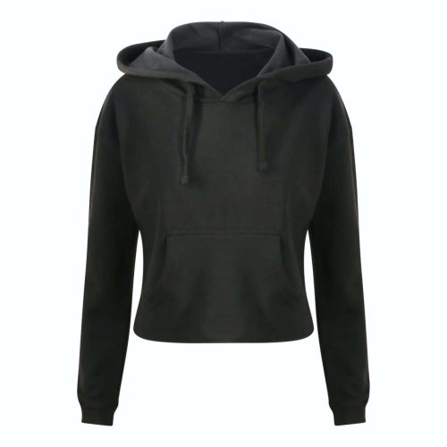 Just Hoods rövid derkú Női kapucnis pulóver AWJH016, Jet Black-XXS